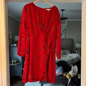 Madewell red dress with flower detailing